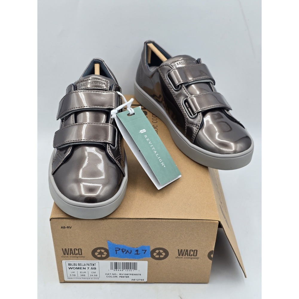 NEW Revitalign Orthotic PEWTER SOLID Sneakers Malibu Bella Patent Sz 7.5B